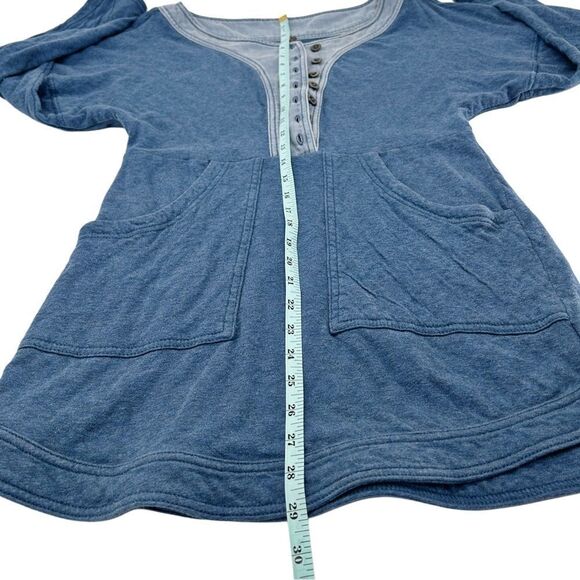 Free People Seeking Heart Mini Dress Soft Ocean Blue Button Up Dress Size Small - Picture 6 of 16